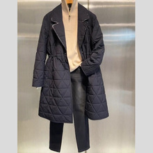 8701韩系高级感修身显瘦小香风黑色菱格棉服设计感冬装女外套