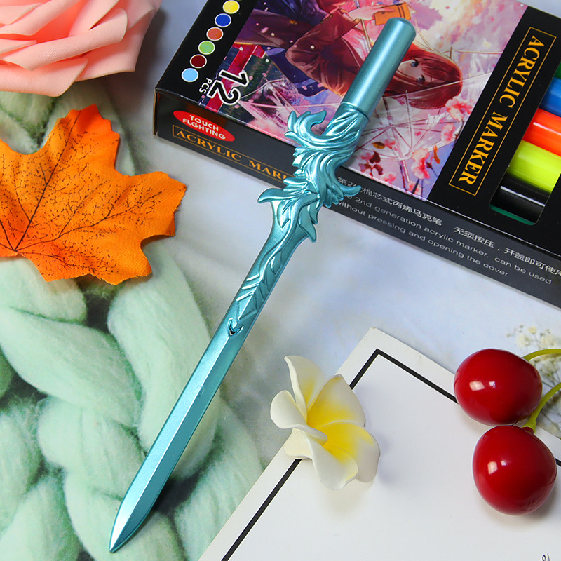 Creative the Male Phoenix Pursui Sword Pen Retro Weapon Gel Pen Student Prize Gift Writing Implement Water-Based Paint Pen Wholesale