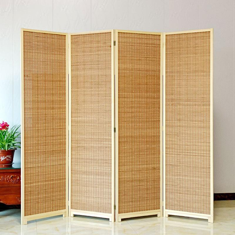 竹藤屏风实木屏障隔板隔断栏竹编简易卧室客厅移动折叠遮挡板间隔