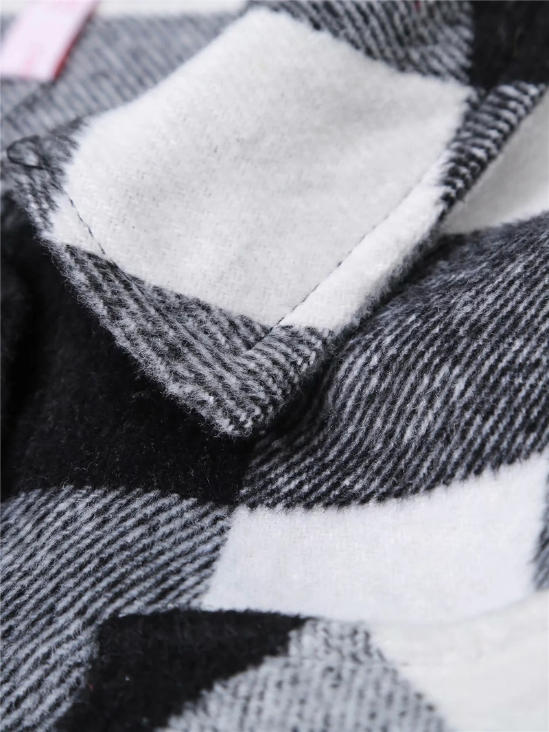 风hd跨境速卖通亚马逊za冬季灰白格子长袖衬衫式外套2058297