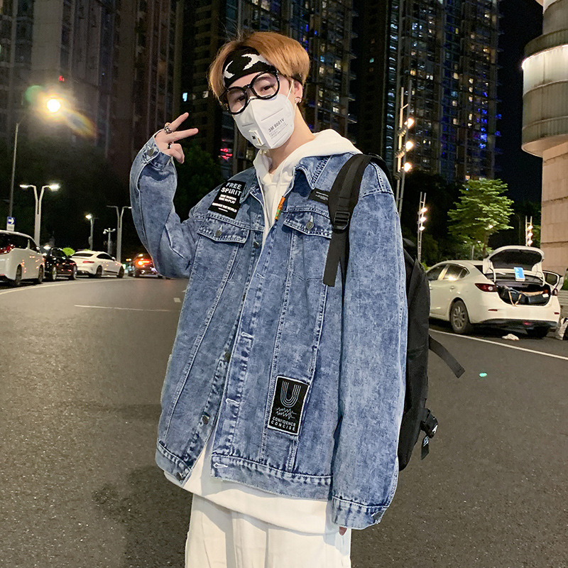 2022春夏季新款牛仔男外套潮牌夹克卫衣潮流男ins搭配高街学生酷