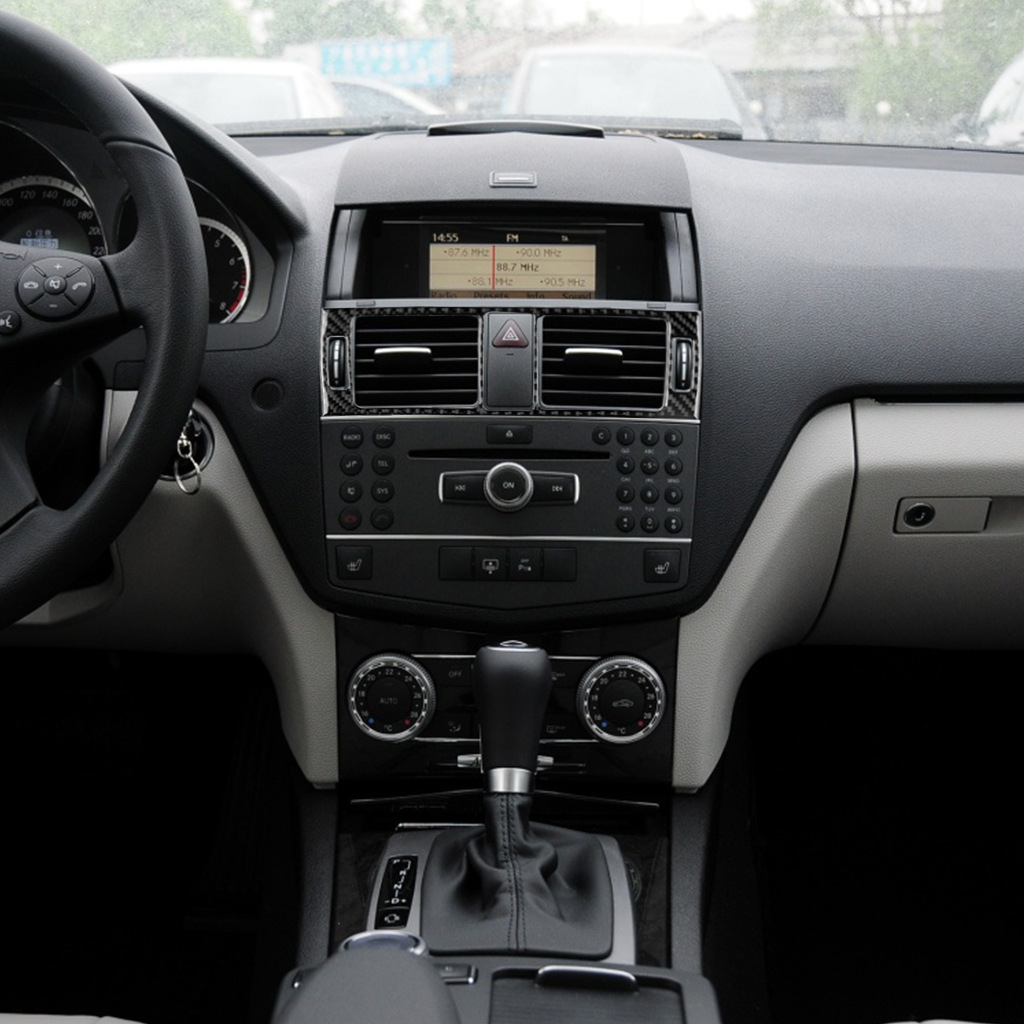 适用于奔驰老c级w204内饰改装真碳纤维中控出风口装饰贴 汽车配件