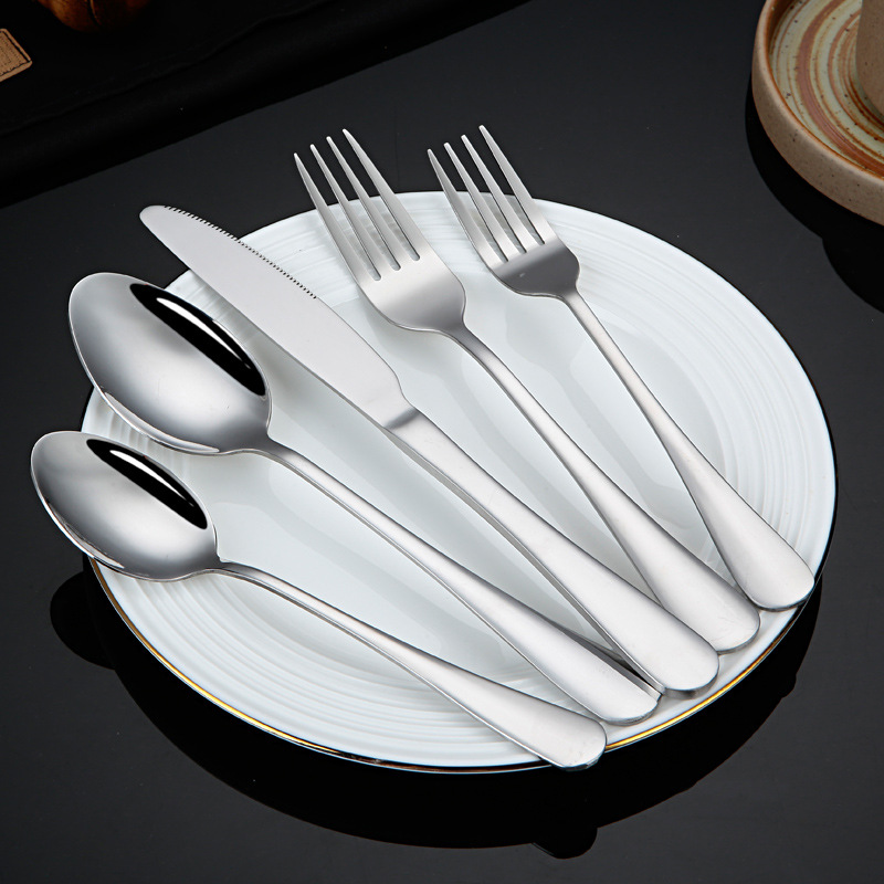 1010 Stainless Steel Tableware Spoon Western Food Supplies Knife, Fork and Spoon Long Handle Ice Spoon Hotel Creative Gifts with Logo