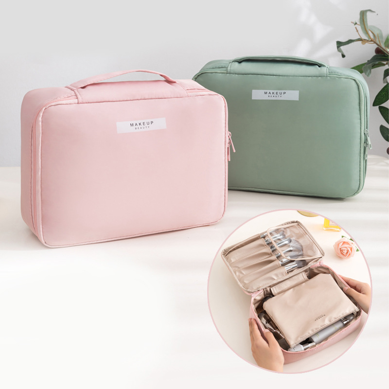 Cross-Border Travel Cosmetic Bag Large Capacity Good-looking Ins Style Portable Women's Cosmetics Large Pink Storage Bag