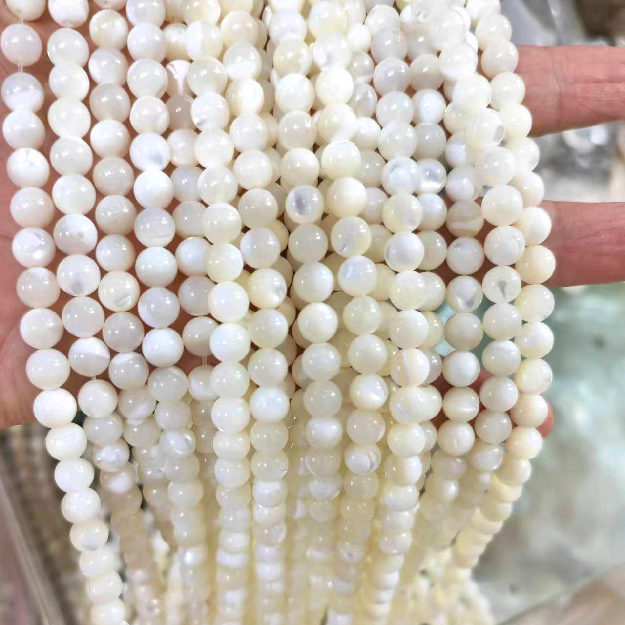 新款天然白蝶贝马蹄螺珍珠贝壳算盘珠手工diy手链项链饰品配饰