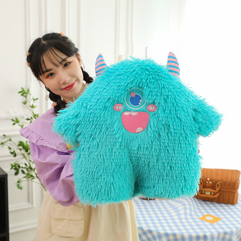 Xiaohongshu Same Style Little Monster Plush Toy Creative New Long-Haired Little Monster Doll Siesta Pillow Wholesale