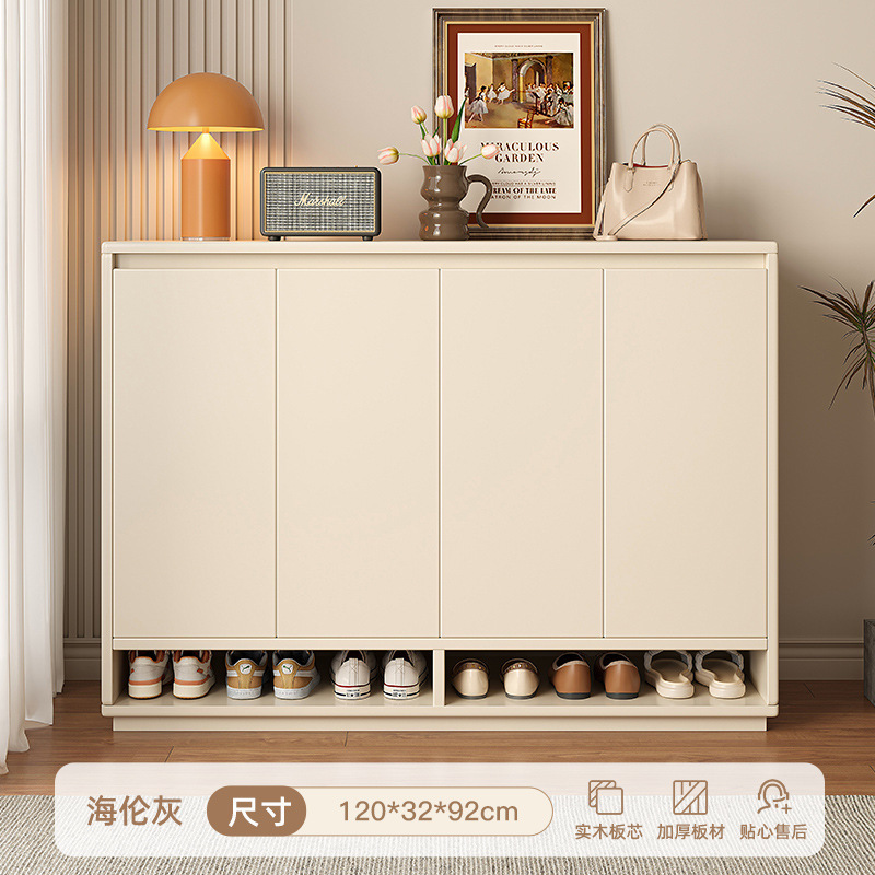 Cream Style Solid Wood Shoe Cabinet Home Doorway 2023 New Popular Home Entrance Cabinet Integrated Storage Locker