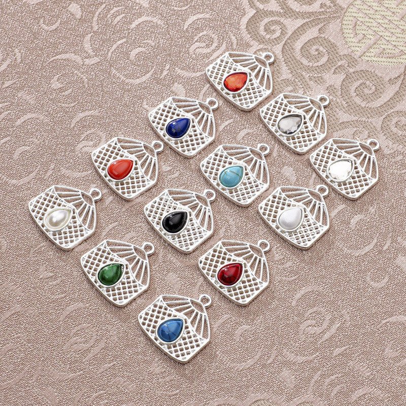 蒙古族饰品配件复古合金镶嵌仿松石吊坠少数民族配件项链diy饰品