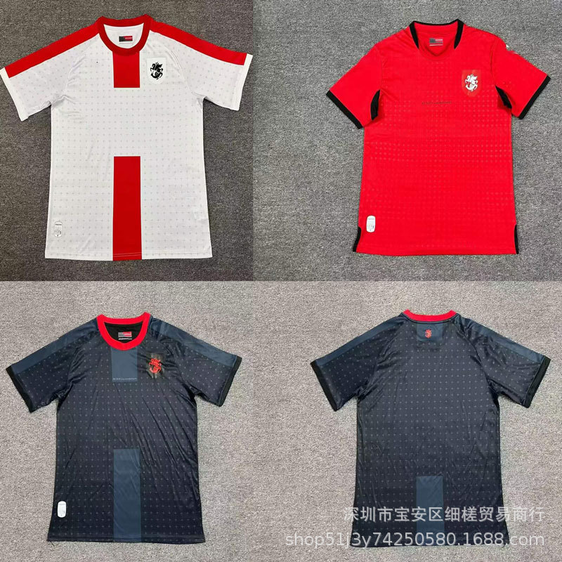 24/25新款格鲁吉亚主客场球衣77号克瓦拉茨赫利亚冷门运动足球服