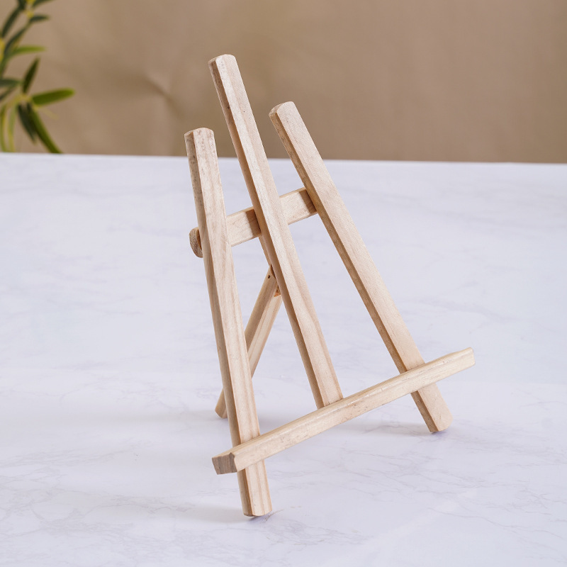 松木迷你小画架桌面相框画架儿童三角支架折叠绘画广告写生展示架