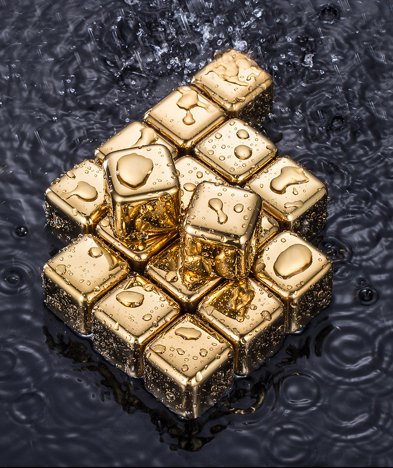 不锈钢金色冰块套装304冰酒石金属冰粒工厂一件代发亚马逊批发