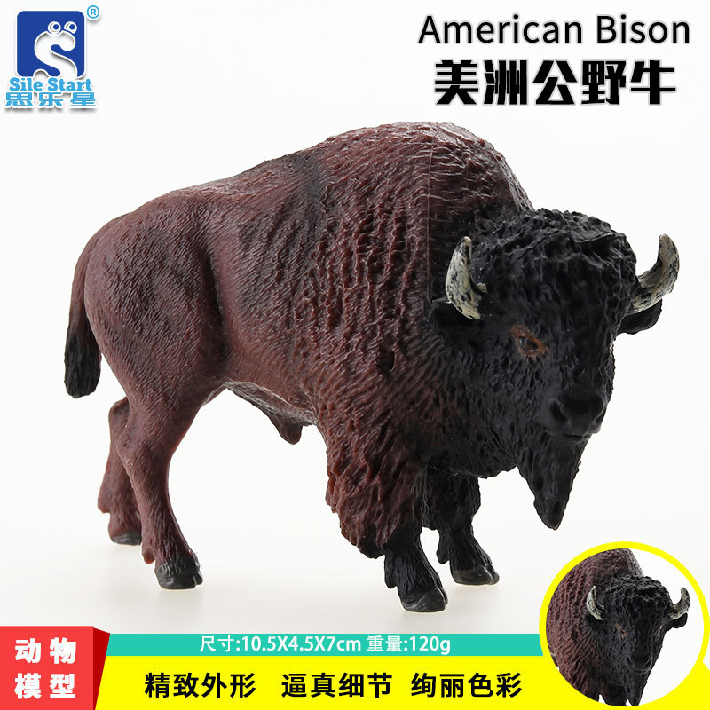 跨境实心儿童仿真动物玩具动物模型套装美洲野牛犎牛认知礼品摆件