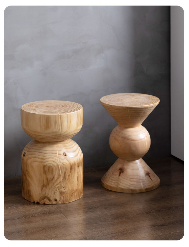 实木凳子简约原木墩子民宿酒店边几靠墙沙发茶几矮凳树桩创意圆凳