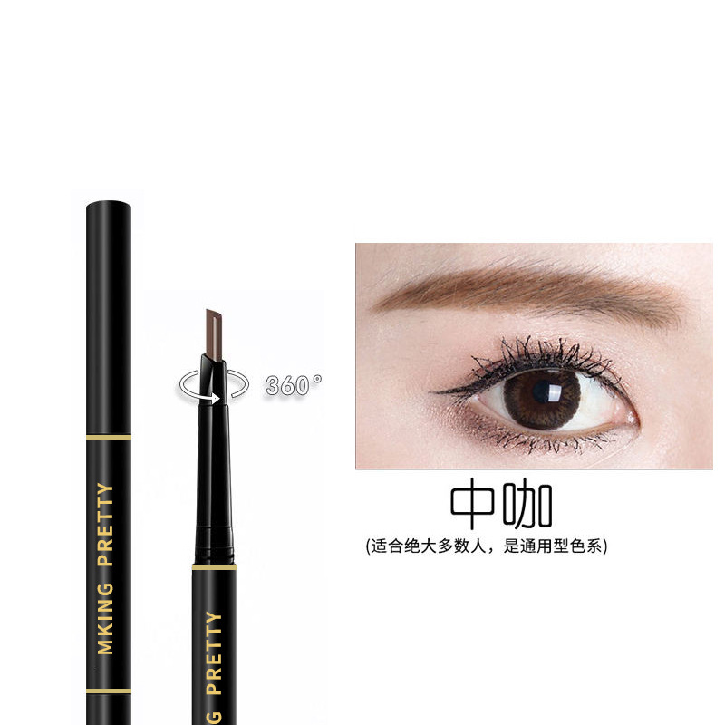 Triangle Double-Headed Eyebrow Pencil Automatic Rotating Three-Dimensional Waterproof Sweat-Proof Durable Female Student Not Easy to Smudge Cross-Border Hot Selling