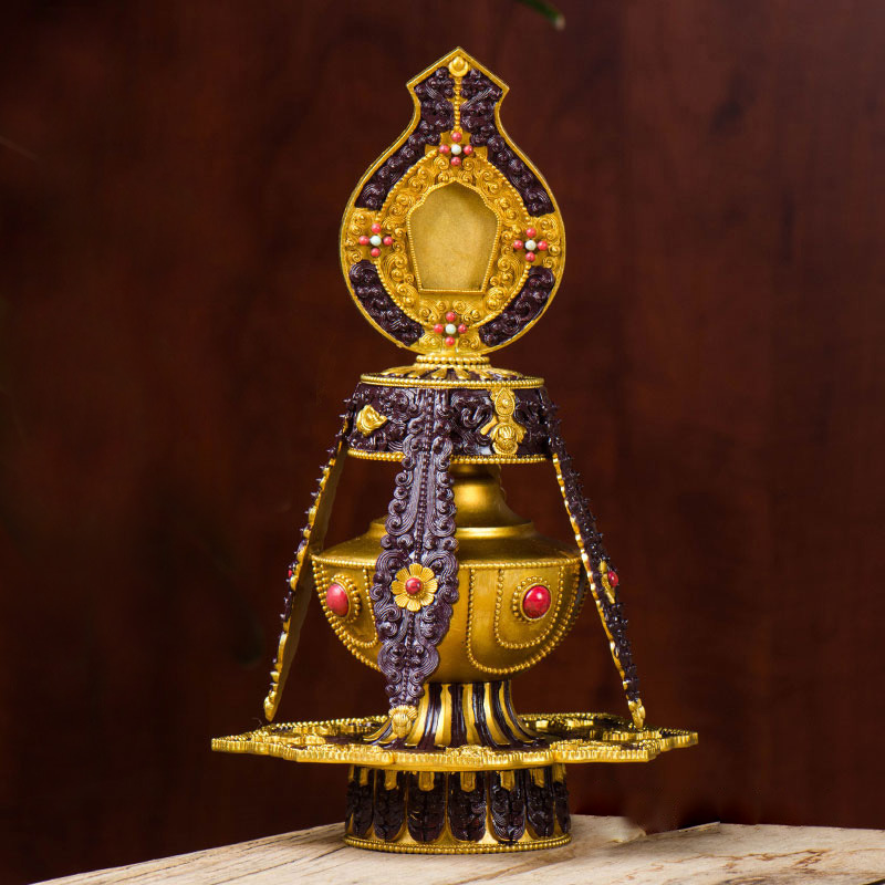 佛缘汇地藏龙王宝瓶佛前铜鎏金藏式佛前佛具常寿宝瓶米盒居家供奉