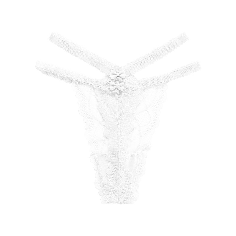 Sexy T-Shaped Girl's Underwear French Style plus Size Sexy Bow Lace Breathable Purified Cotton Crotch Women's T-Back