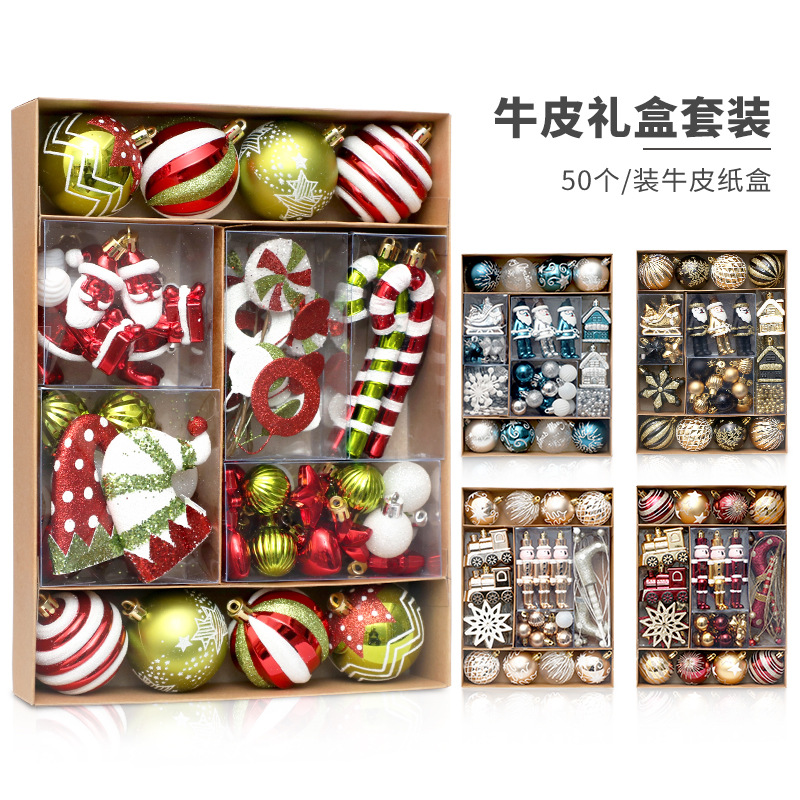 Christmas Decorations 50pcs/Set Painted Christmas Ball Set Hanging Ornaments Christmas Tree Decoration Pendant