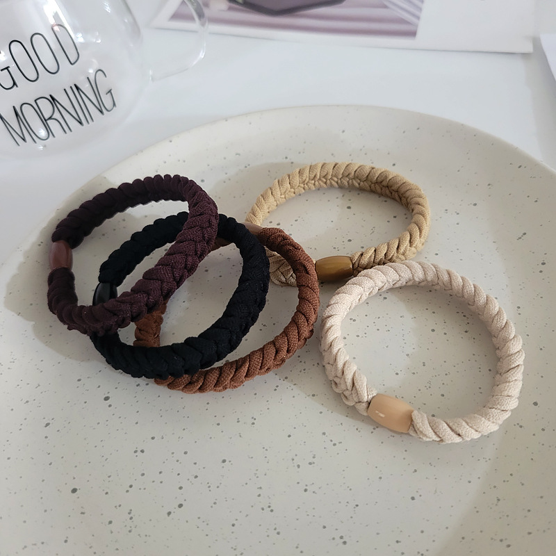 High Elastic Durable Rubber Band Women's Hairtie Woven Hair Band Korean Leather Band Women's Head Rope Internet Celebrity Thick Hair Rope Headdress