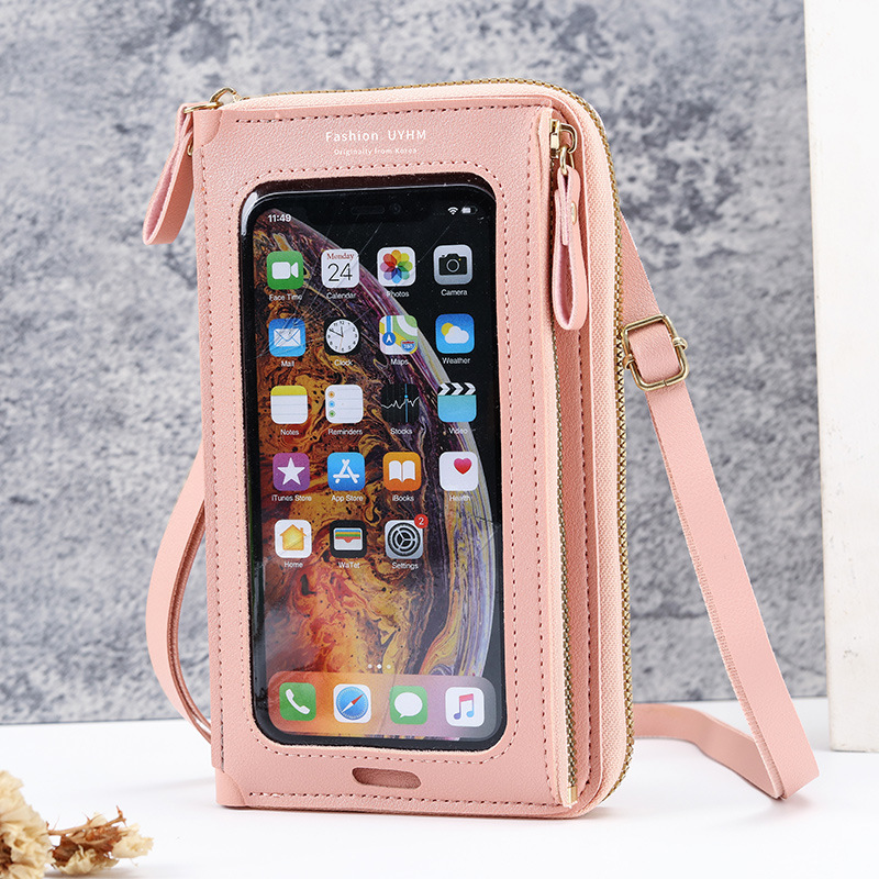 touch screen phone bag crossbody bag anti-theft multifunctional shoulder bag transparent mini bag wallet mobile phone bag