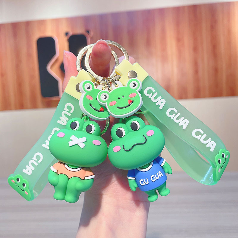 ins cute frog keychain cartoon pvc doll bag package pendant car key ring gift wholesale