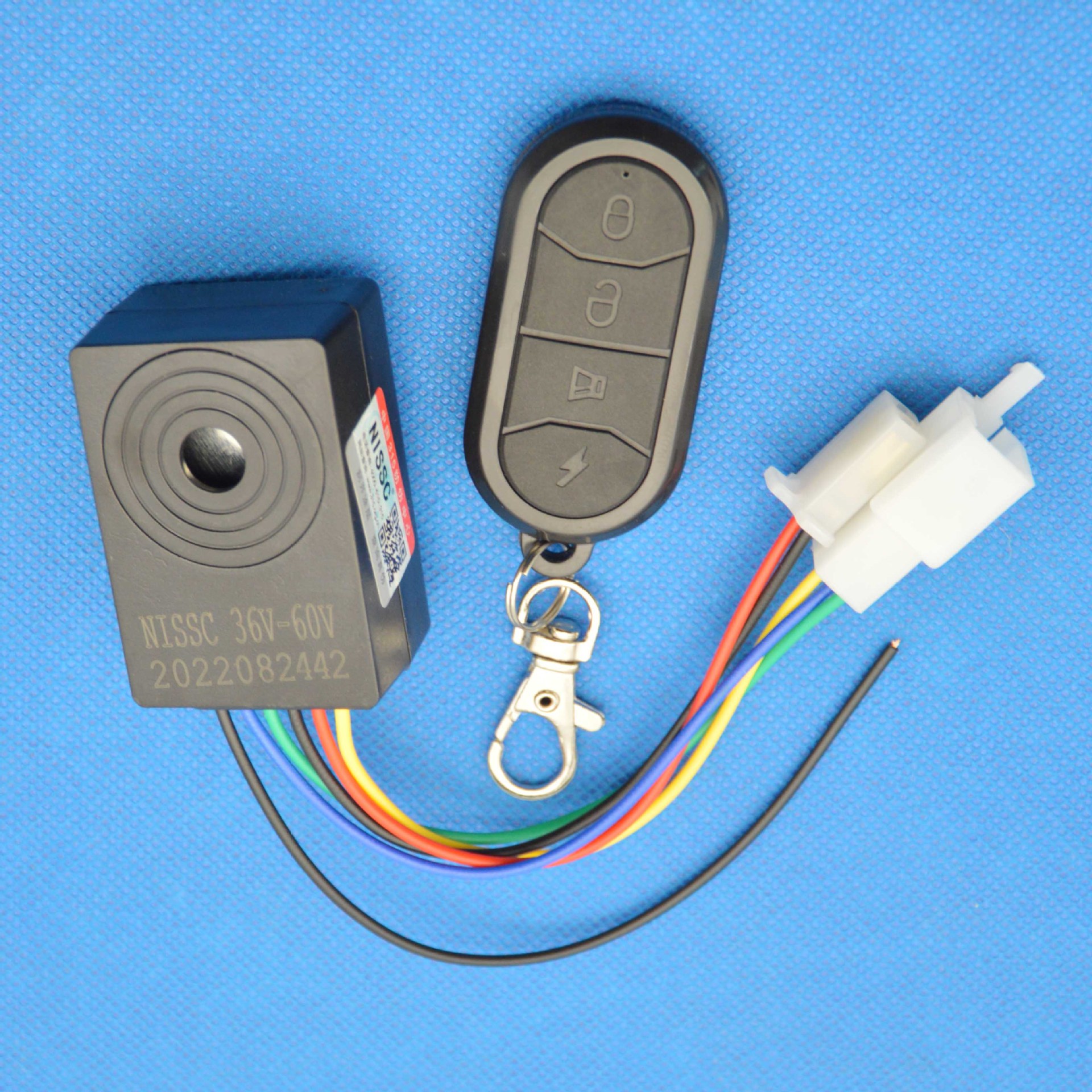 电动车防盗器36v48v60v电瓶车防盗报警器遥控器启动锁电机报警器