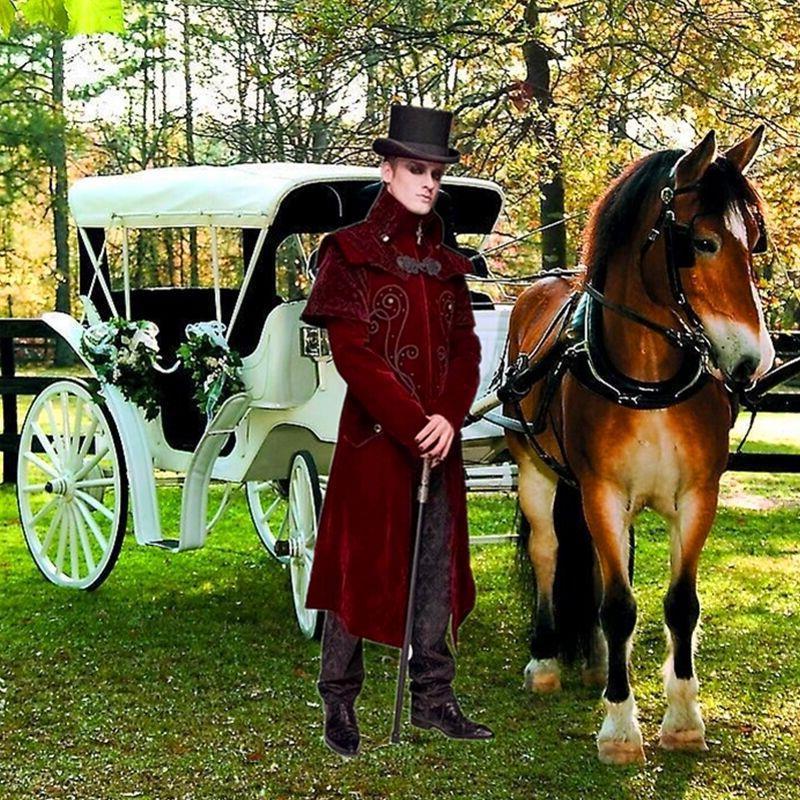 欧美爆款男装 中世纪复古男外套 朋克服装绅士宫廷装燕尾骑士代发