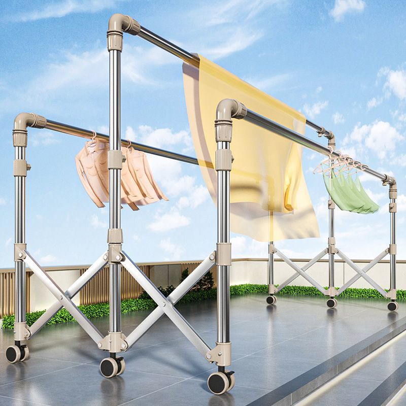 晾被子的落地折叠晾衣架室内不锈钢式移动架杆加厚防风架