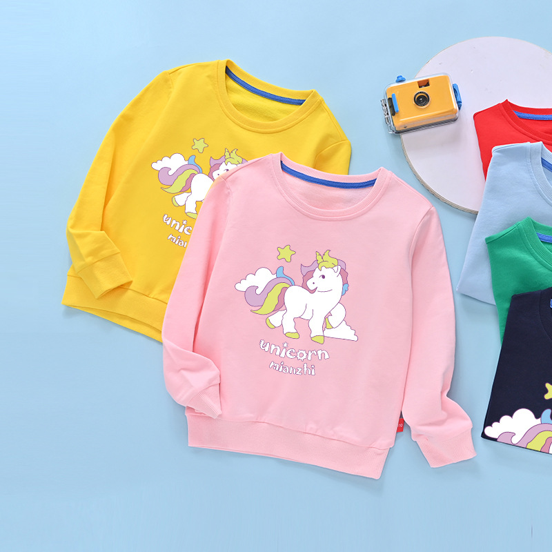 5万件儿童卫衣新款童装春款纯色男童韩版圆领小童上衣女童春装长袖潮