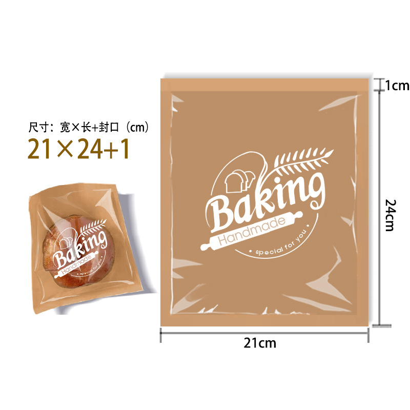 Toast Bread Bag Sandwich Packaging Oil-Proof Paper Bag Machine Seal Envelope Bag Transparent Kraft Paper Food Packing Bag