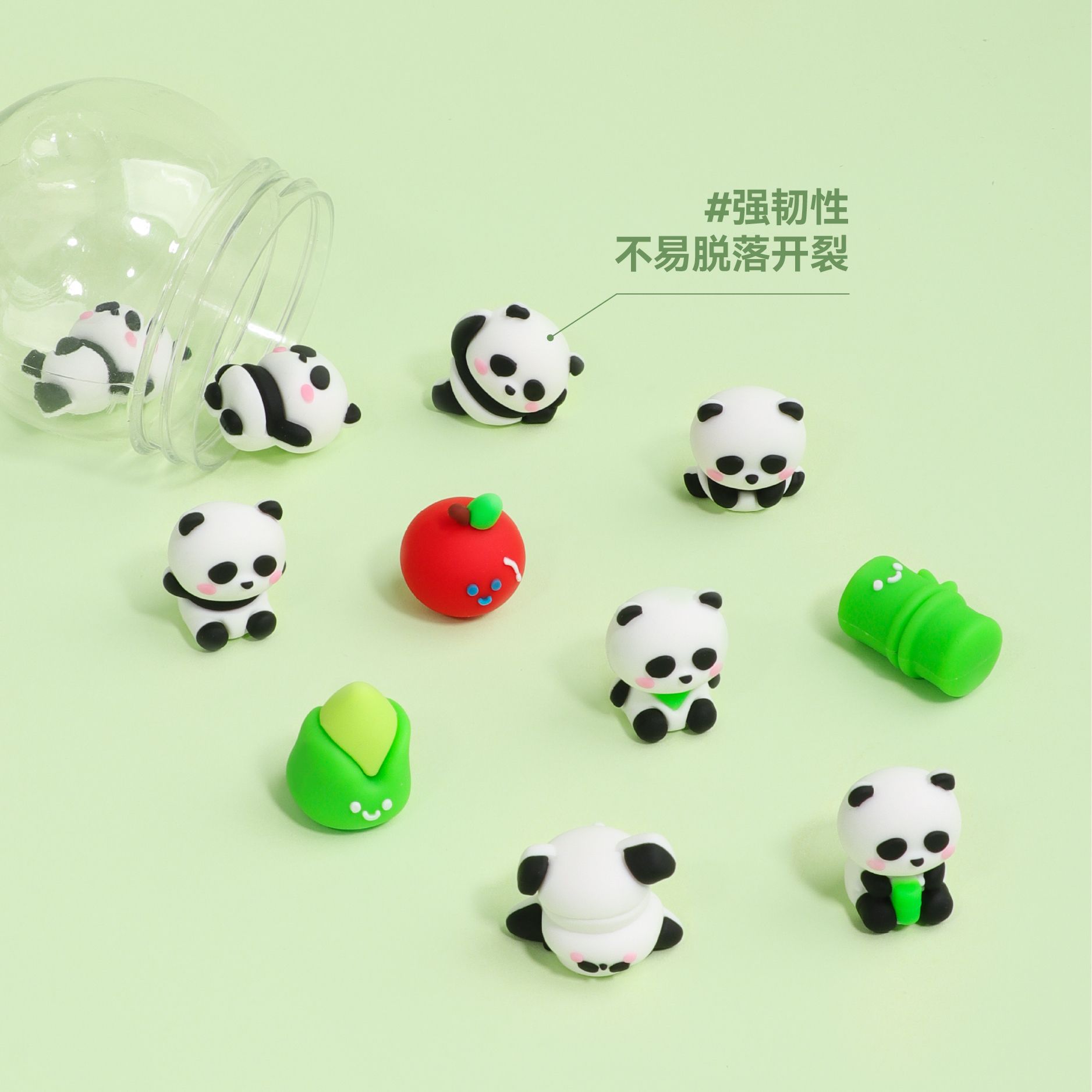 New Scenic Spot Giant Panda Eraser Sharing Bucket Set Cute 3d Animal Panda Shape Eraser Clean