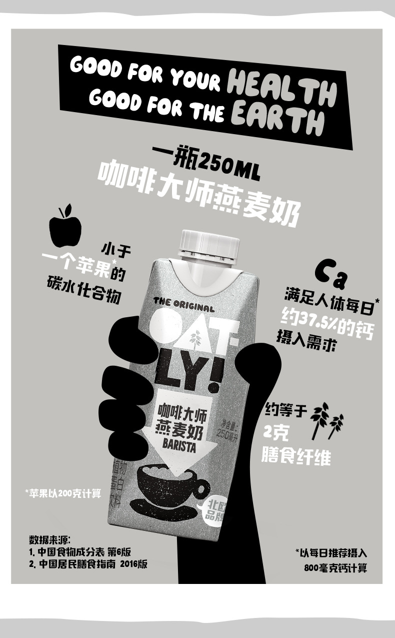 oatly奥麦力咖啡大师小瓶燕麦奶自制燕麦拿铁250ml*18瓶整箱