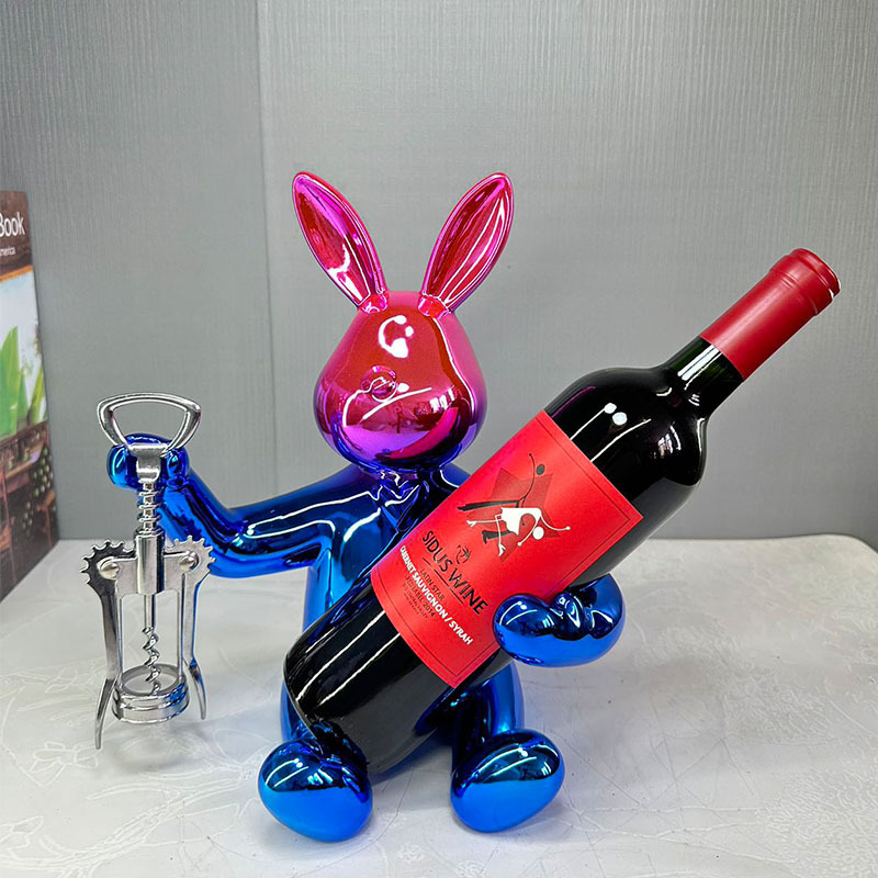 兔子红酒架装饰品客厅乔迁礼物餐桌酒柜摆件酒杯放置托架摆件