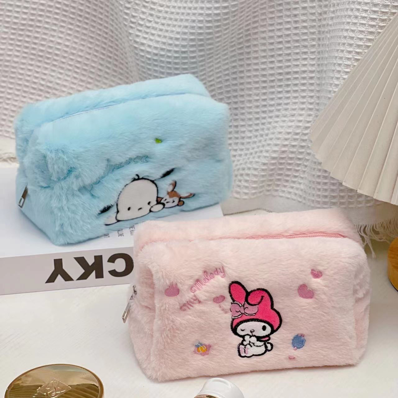 Plush Pencil Bag Cosmetic Bag Ins Cute Girl Buggy Bag Rabbit Cartoon Storage Bag