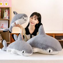 新款大眼鲨鱼抱枕毛绒大白鲨玩偶公仔床上玩偶睡觉安抚玩具巨齿鲨