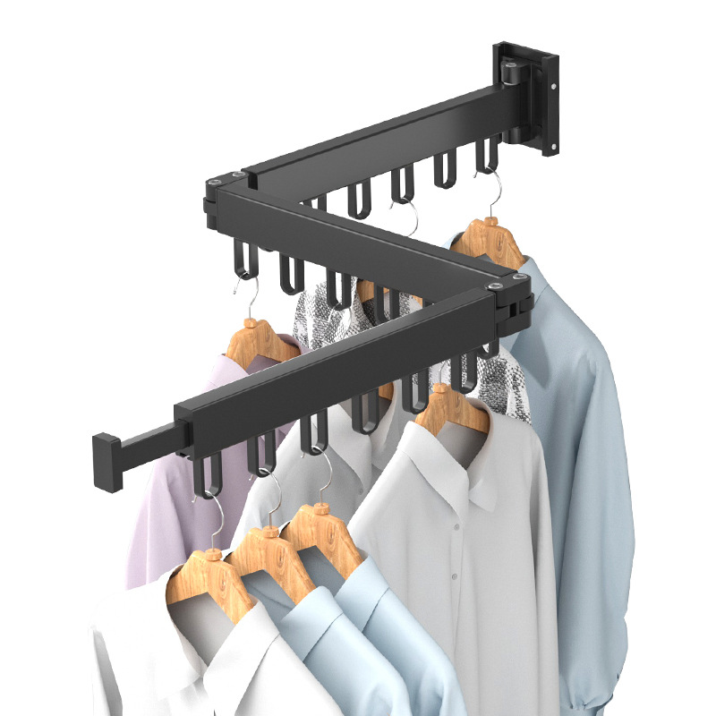 Balcony Folding Clothes Hanger Wall Hanging Invisible Stretchable Clothes Airing Rack Clothing Rod Indoor Air Clothes Quilt Fantastic