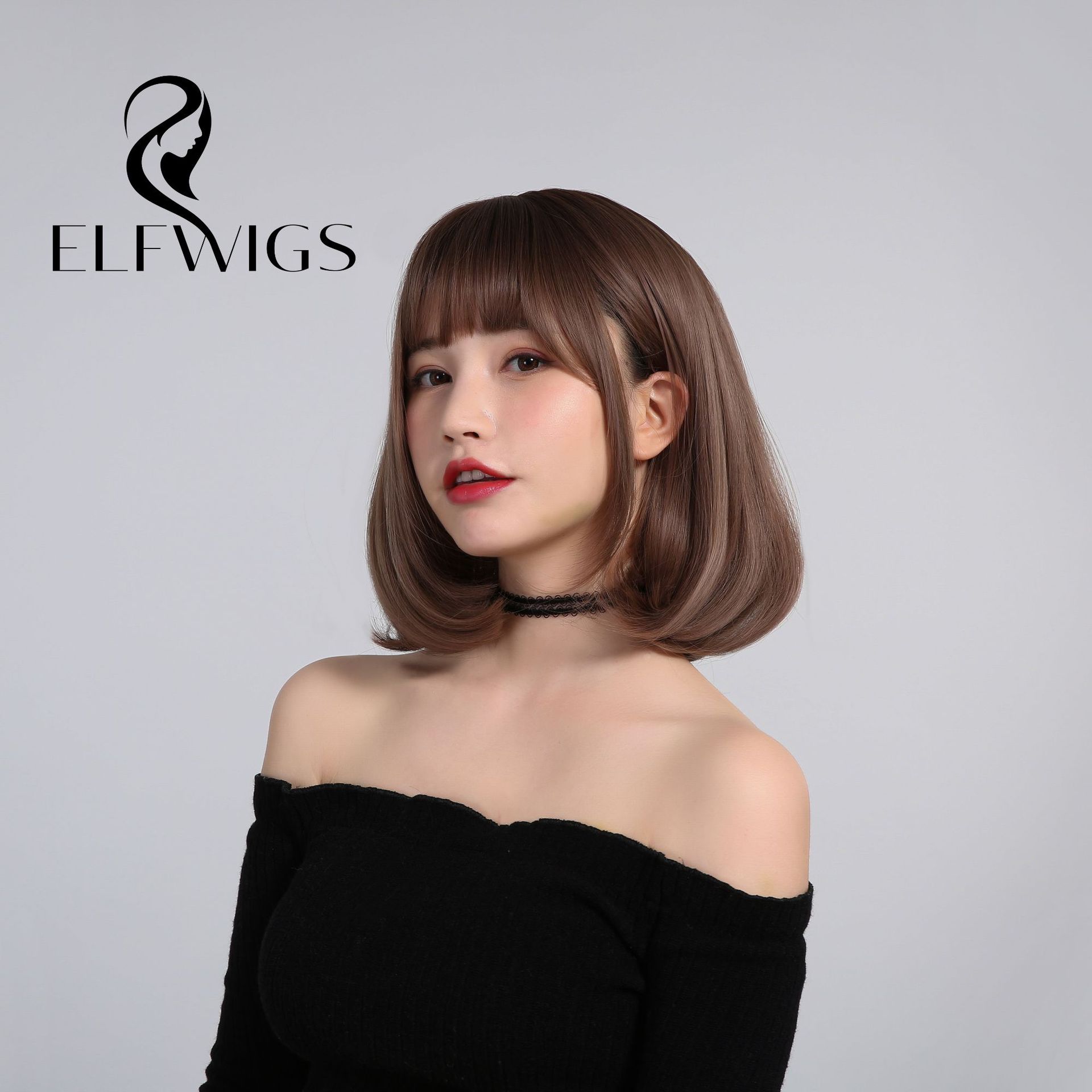 欧烁时尚假发女短发梨花头齐肩整顶发套自然蓬松锁骨发卷发内扣发