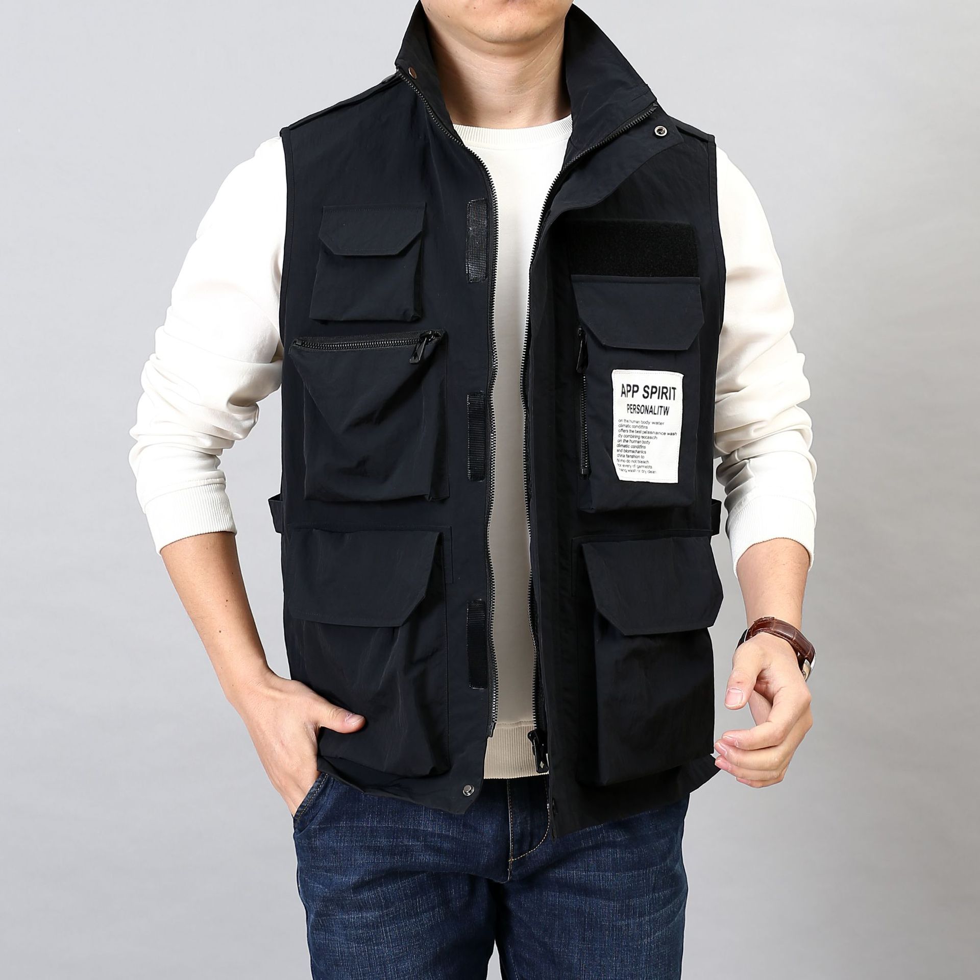 批发男士多口袋工装马甲多功能战术马夹导演摄影背心户外钓鱼外套