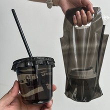 一次性500ml黑武士PET奶茶杯带盖黑色U型咖啡杯塑料冷饮700ml冰杯