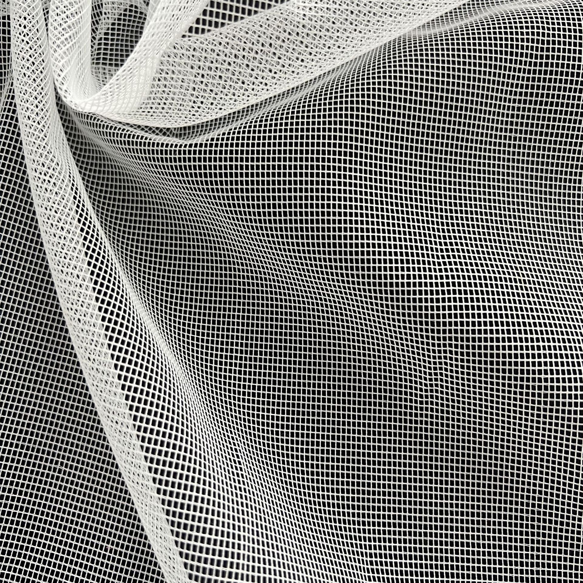 32针68d涤纶网眼布软网纱面料纱窗蚊帐布料箱包正方网格经编鞋材