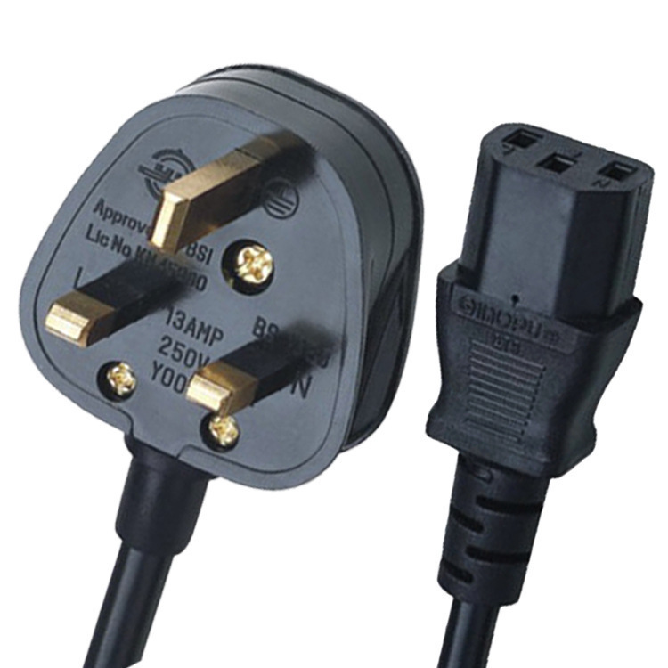 厂家批发英规装配 可拆卸式插头线 英式插头 硅胶线两芯 0.75平方