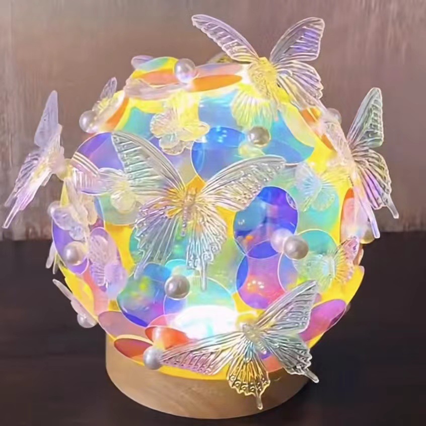 蝴蝶鱼鳞发光炫彩小夜灯手工diy材料包制作创意礼品送闺蜜女友