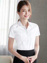 T白色衬衫女短袖春夏新款工作服正装工装长袖黑蓝职业装女装白衬