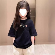 女童纯棉短袖T恤2024新款夏装中大童儿童小女孩洋气正肩半袖上衣