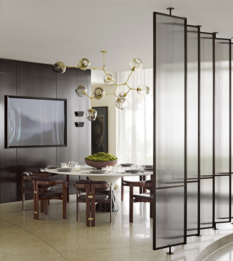 入户北欧屏风钢化玻璃瓦楞工艺艺术隔断椭圆网红适用于玄关