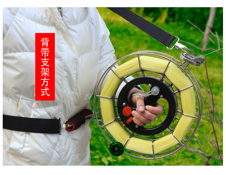 手握风筝轮盘不锈钢放风筝线轮盘风筝线轴防倒转风筝轮刹车线盘