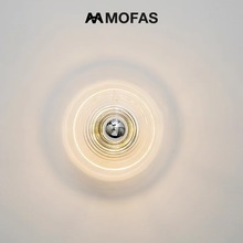 MOFAS 中古过道水波纹玻璃壁灯复古包豪斯设计师玄关走廊床头灯