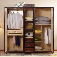 美式实木衣柜主卧室二三四五门大小衣柜组合整体衣柜实木卧室衣柜