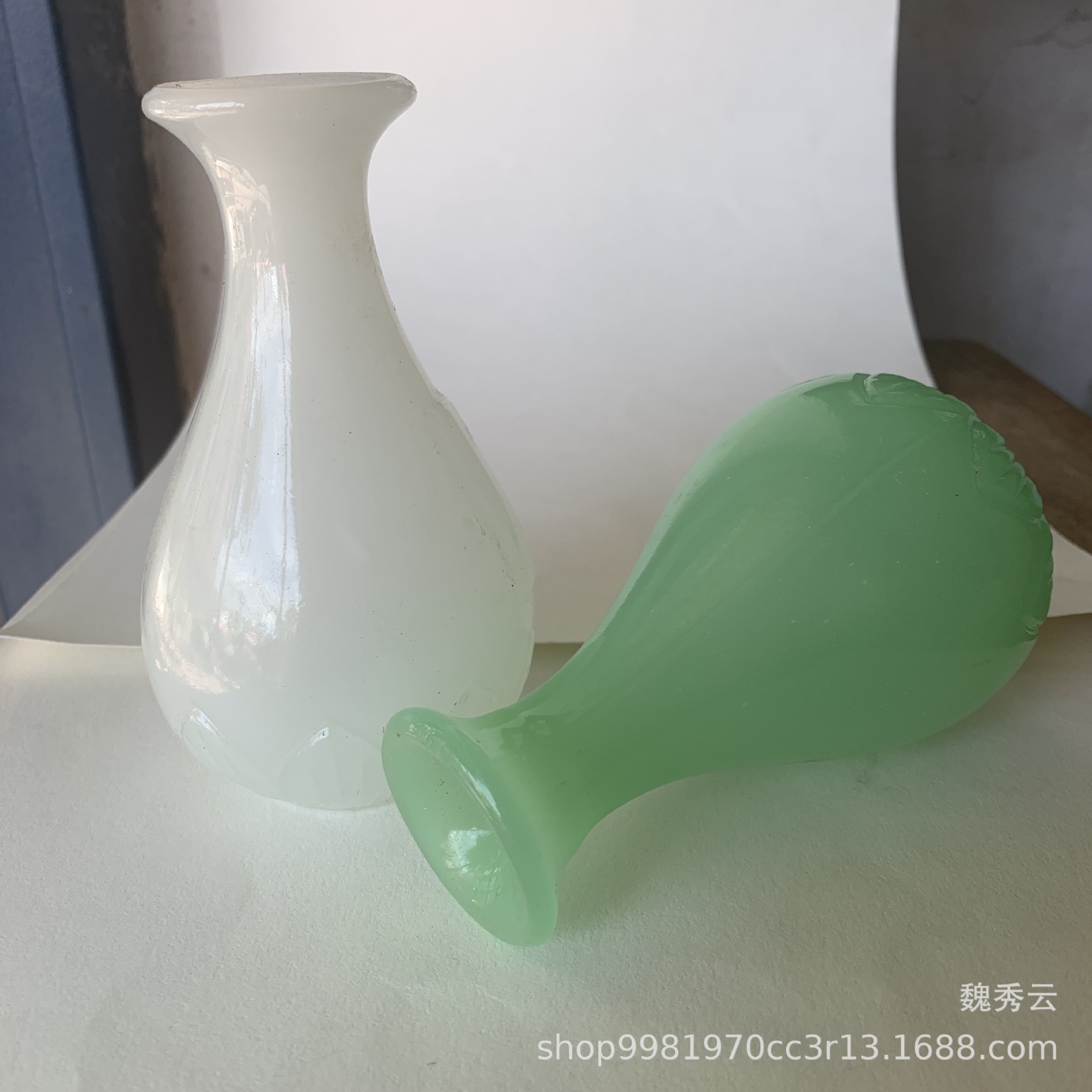 外蒙料琉璃瓶家居办公摆饰白玉花瓶玉器工艺品摆件促销赠品玉花瓶
