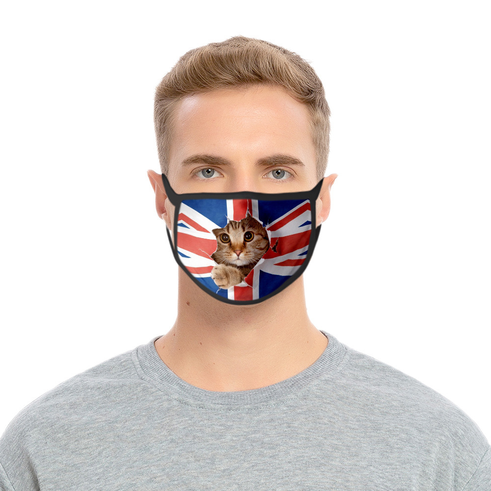 跨境美国独立日口罩3d数码印花国旗棉质口罩可水洗防尘涤纶口罩