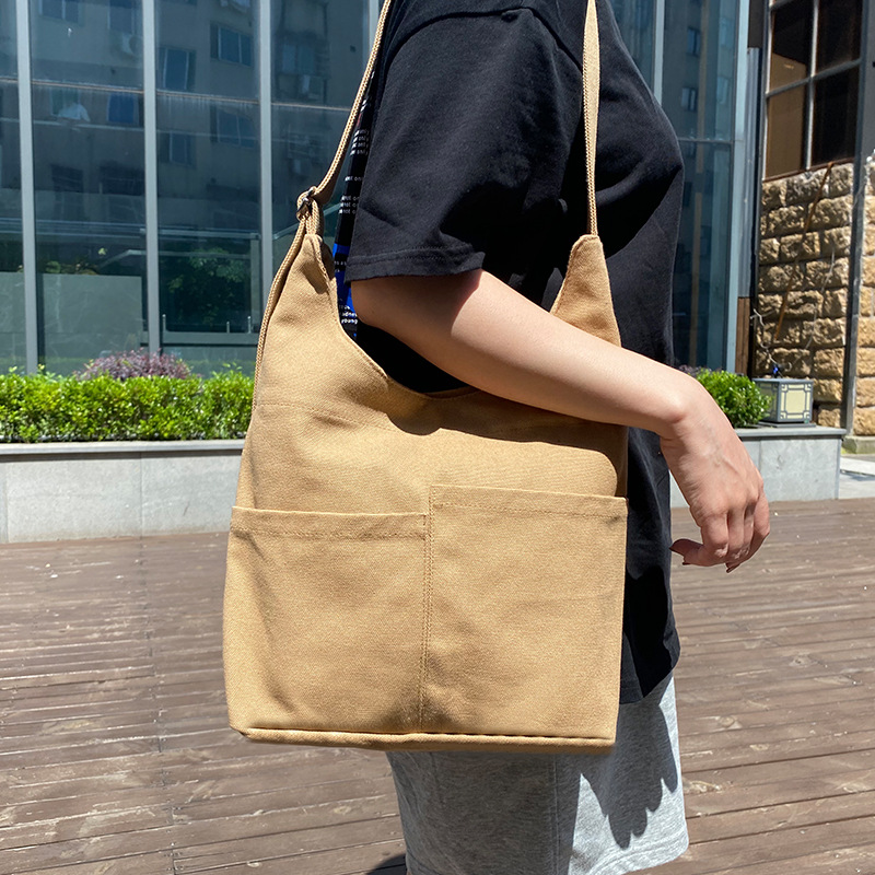 Large Capacity Multi-Pocket Messenger Bag Ins Style Japanese Style Students Crossbody Shoulder Bag All-Match Commute Canvas Bag Wholesale